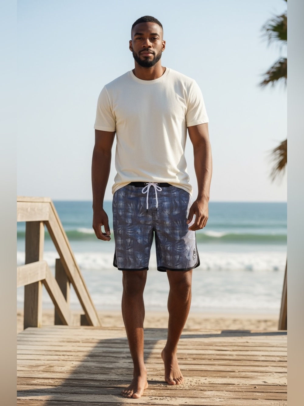 NWT Bristol Bay Men’s Board Shorts Swim Trunks Gray Black Abstract Print Size 34